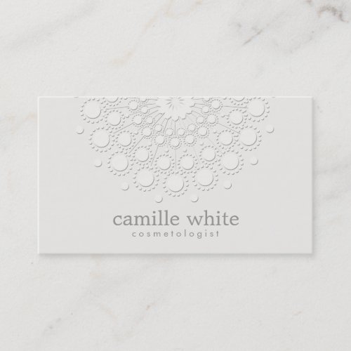 Cosmetology Elegant Rosette Monochromatic White Business Card