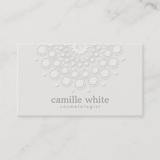 Customizable Cosmetology Elegant Circle White and Light Gray Business Card