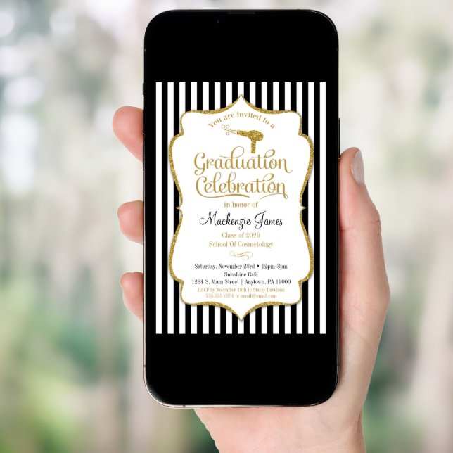 Cosmetology Graduation Party Invitation Beauty (Front Digital)