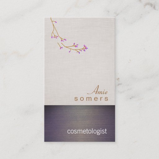 Customizable Cosmetology Linen and Wood Texture Look Salon Business Card Template