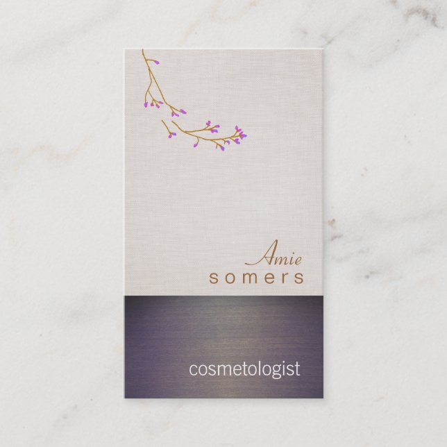 Cosmetology Linen and Wood Texture Look Salon Business Card (Front)