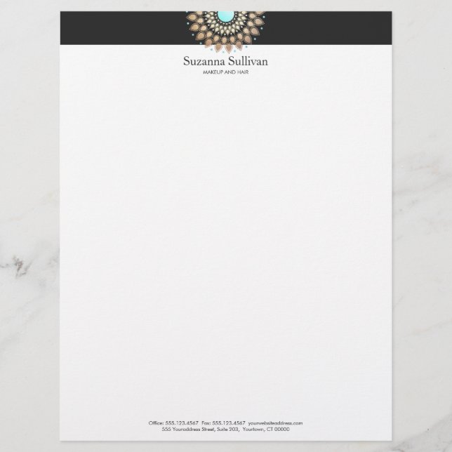 Cosmetology Logo Holistic Salon and Spa Black Letterhead (Front)