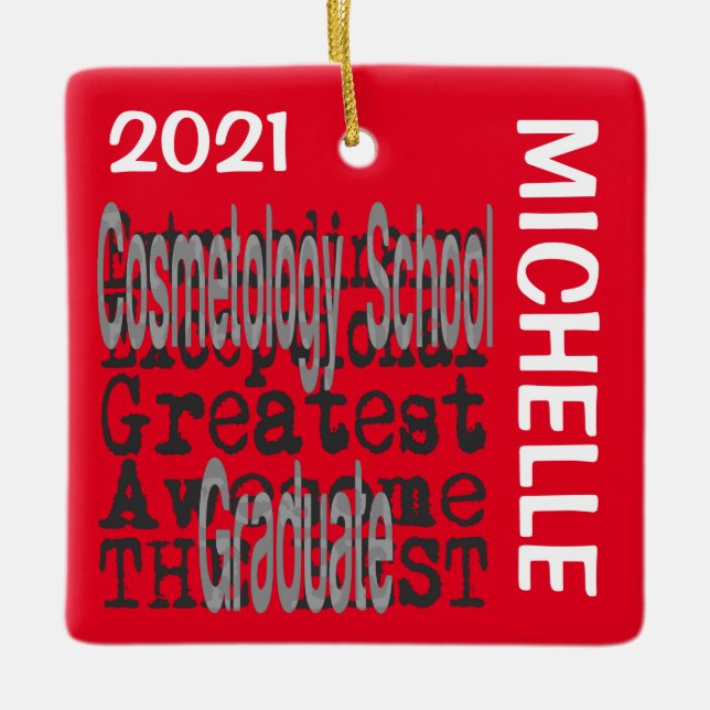 Cosmetology School Graduate Extraordinaire CUSTOM Ceramic Ornament (Front)