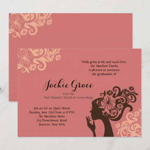Cosmetology Silhouette Graduation Invitation | Zazzle