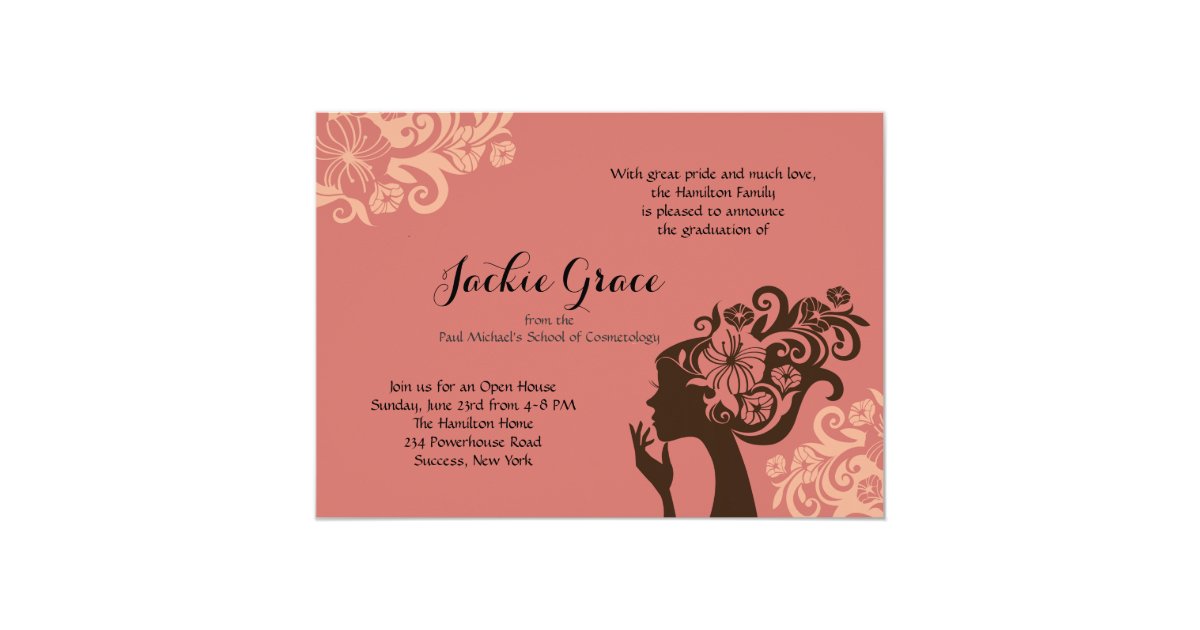 Cosmetology Silhouette Graduation Invitation | Zazzle.com