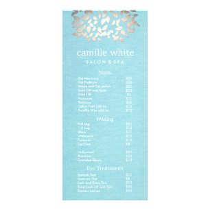 Cosmetology Silver Leaves Salon Price List Menu
