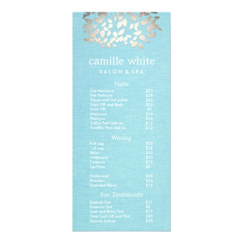 Cosmetology Silver Leaves Salon Price List Menu