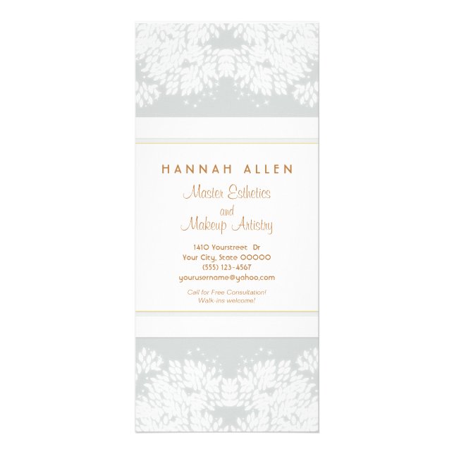 Cosmetology Spa and Salon White Leaves Gray Menu (Front)