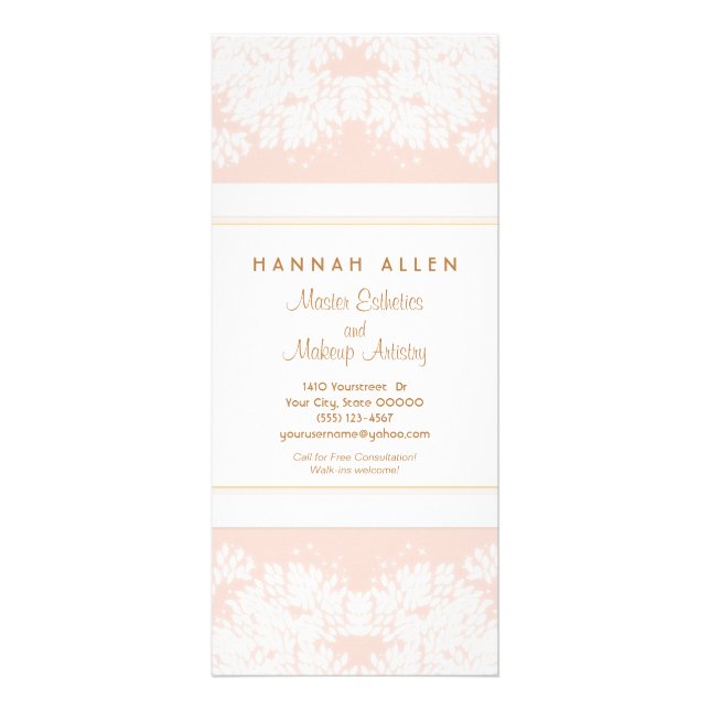 Cosmetology Spa and Salon White Leaves Pink Menu (Front)