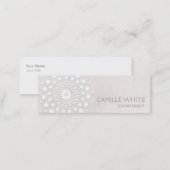 Cosmetology White Circle Ivory Texture Elegant Spa Mini Business Card (Front/Back)