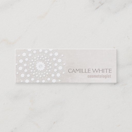 Customizable Cosmetology White Circle Ivory Texture Elegant Spa Business Card Templates