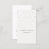 Cosmetology White Embossed Look Leaves Business Card (Front/Back)