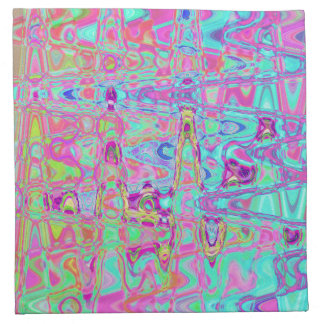 Cosmic Abstract Aqua and Hot Pink Retro Ripples Cloth Napkin
