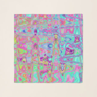Cosmic Abstract Aqua and Hot Pink Retro Ripples Scarf