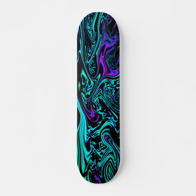 Cosmic Abstract Digital Fractal Skateboard Deck (Front)