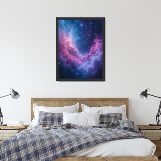 Cosmic abstract galaxy inspired  framed art (Bedroom)