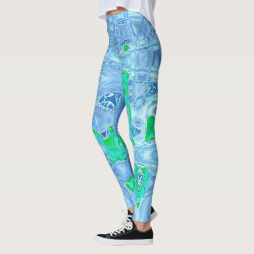 Cosmic Abstract Lavender Gray Retro Ripples Leggings