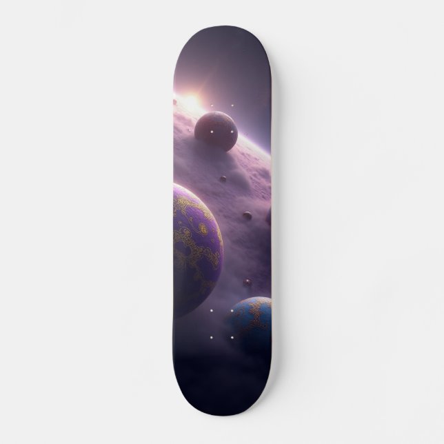 Cosmic Adventure: Space & Planet Skateboard Design (Front)
