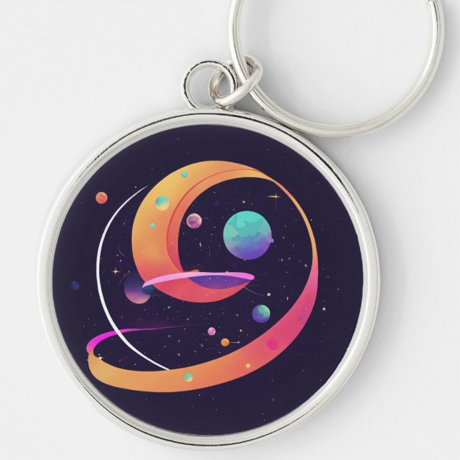Cosmic Adventure Space Throw Keychain (Front)