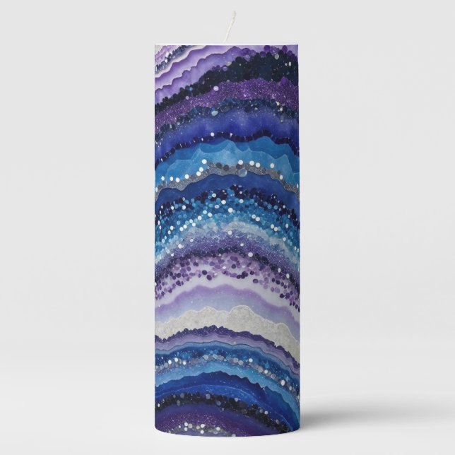 Cosmic Agate Waves Pillar Candle (Front)