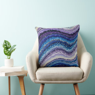 Cosmic Agate Waves Throw Pillow