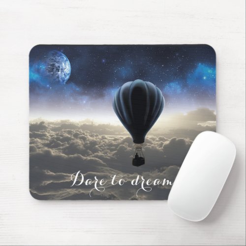 Cosmic Air Balloon Dare to Dream Inspirational Fun Mouse Pad