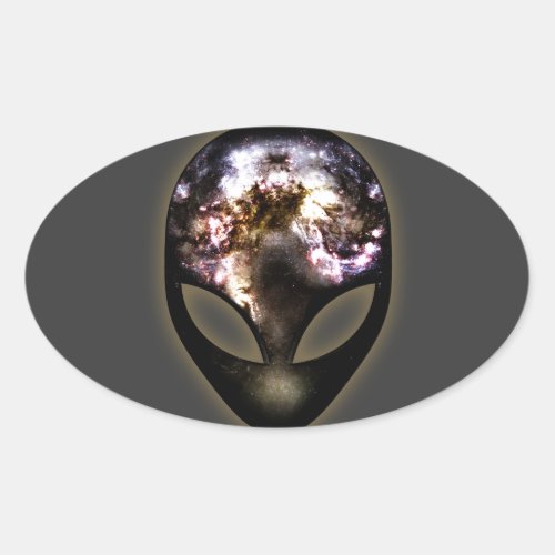 Cosmic Alien Oval Sticker