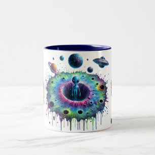 Cosmic Alien Worlds Two-Tone Coffee Mug