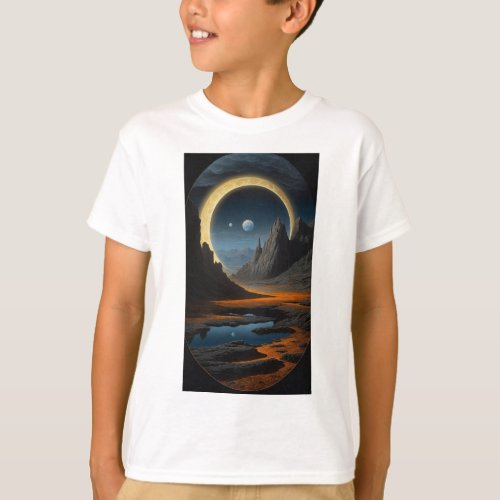 Cosmic Alignment Syzygy of Earth Moon and Sun  T_Shirt