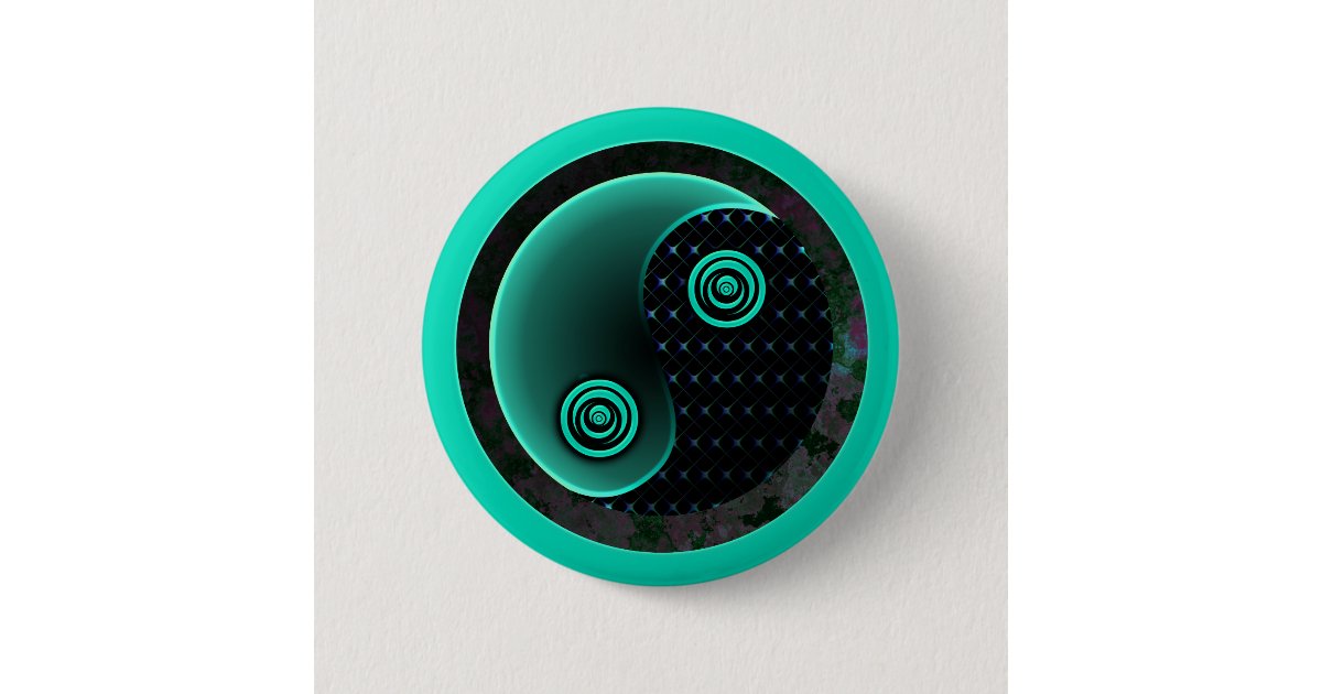 Cosmic Aqua In Balance Yin Yang Pinback Button | Zazzle