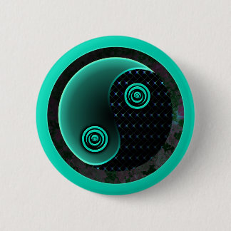 Cosmic Aqua In Balance Yin Yang Pinback Button
