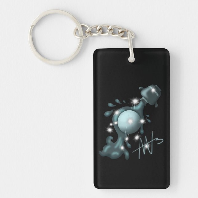 Cosmic Aquarius Uranus Zodiac Keychain (Front)