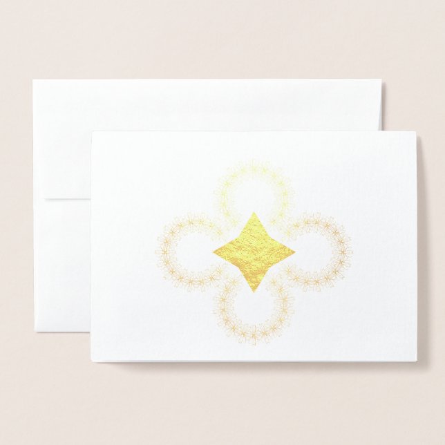 Cosmic Art Deco Star Shape Blank Gold Foil Card (Front With Envelope)