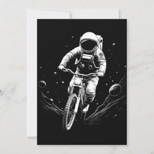 Cosmic Astronaut Bike Ride Space Adventure Holiday Card