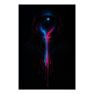 Cosmic Astronaut Drip – Neon Space Art Print