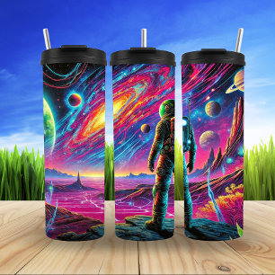 Cosmic Astronaut in Surreal Space Thermal Tumbler