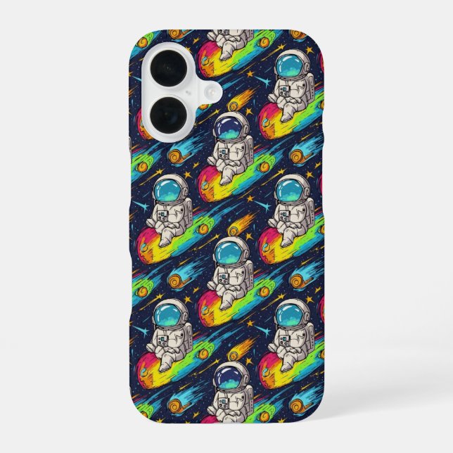 Cosmic Astronaut Meteor Ride Pattern iPhone Case (Back)
