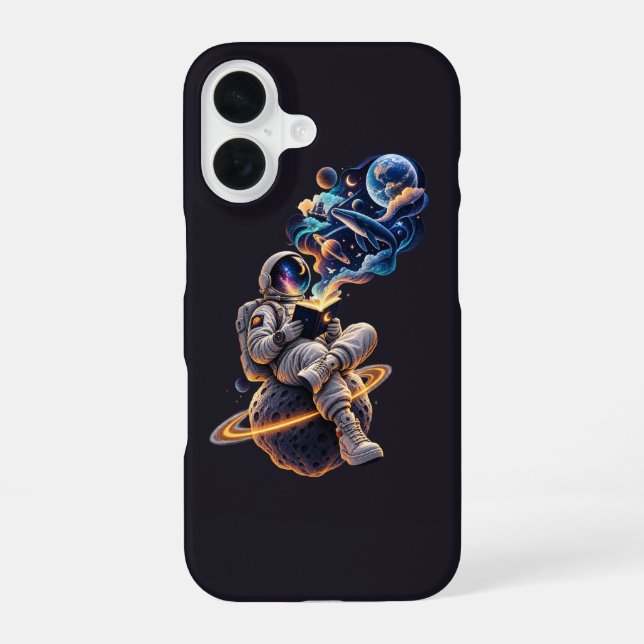 Cosmic Astronaut Reading Space Adventure Iphone Case (Back)