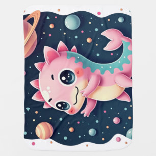 Cosmic Axolotl Galactic Space Adventure Kawaii Sti Baby Blanket