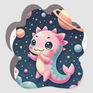 Cosmic Axolotl Galactic Space Adventure Kawaii Sti Car Magnet