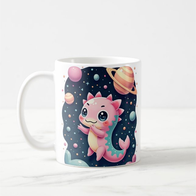 Cosmic Axolotl Galactic Space Adventure Kawaii Sti Coffee Mug (Left)