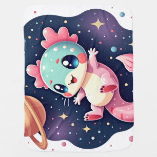 Cosmic Axolotl Space Explorer Kawaii Galaxy Sticke Baby Blanket