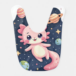 Cosmic Axolotl Space Galaxy Kawaii Sticker Baby Bib