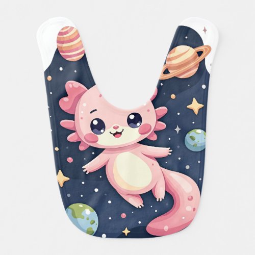 Cosmic Axolotl Space Galaxy Kawaii Sticker Baby Bib