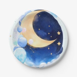 Cosmic Baby Shower Moon and Stars Inspired Paper Plates