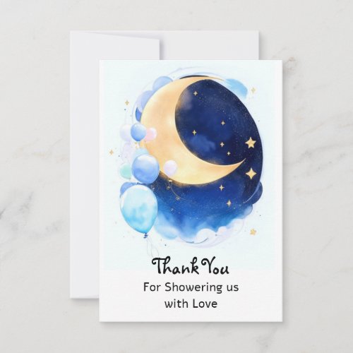 Cosmic Baby Shower Moon and Stars Inspired Thank You Card