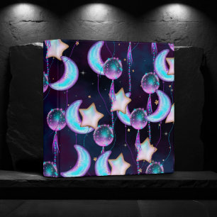 Cosmic Balloons Blue Purple Moon Stars Planets 3 Ring Binder