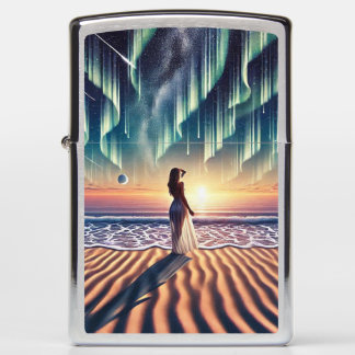 Cosmic Beachscape: Aurora Dreaming 3-D Zippo Lighter