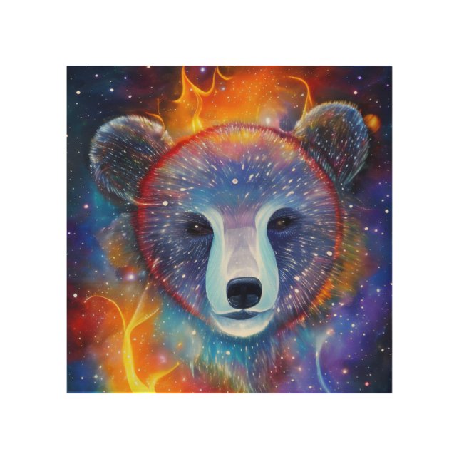 Cosmic Bear Wood Wall Art (Front)