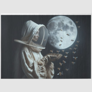 Cosmic Beekeeper – Surreal Space Art Decoupage  Tissue Paper